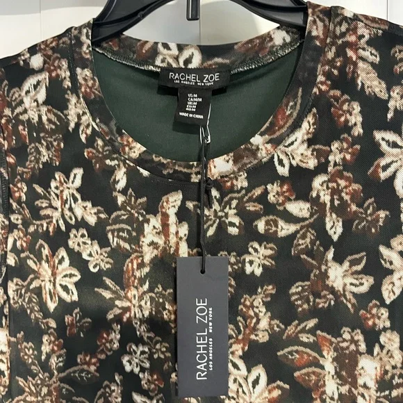 Rachel Zoe Elegant Black and Brown Floral Dress - Picture 3 of 6